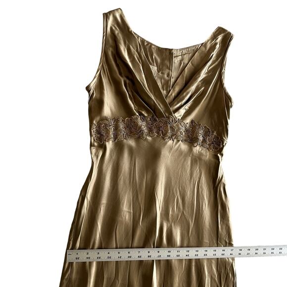 Scott McClintock VTG 90s USA Made Elegant‎ Satin Beige Nude Slip Long Dress 8 - Picture 8 of 11